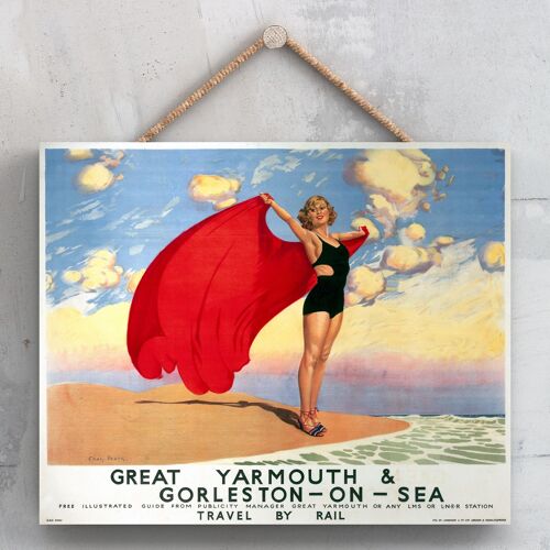 P0086 - Great Yarmouth Gorleston Original National Railway Poster On A Plaque Vintage Decor