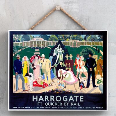 P0088 - Cartel original del Ferrocarril Nacional de Harrogate en una placa de decoración vintage