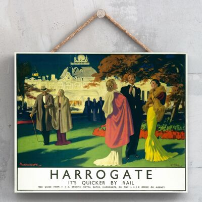 P0091 - Harrogate Royal Baths Poster originale della National Railway su una targa con decorazioni vintage