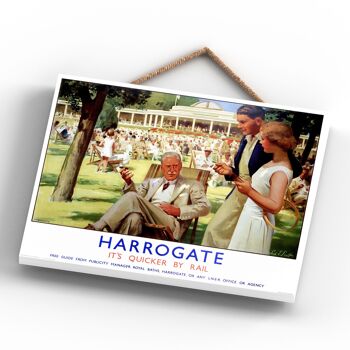 P0093 - Harrogate Tennis Affiche originale des chemins de fer nationaux sur une plaque décor vintage 4