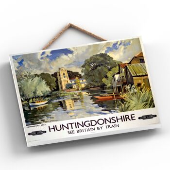 P0096 - Affiche originale des chemins de fer nationaux de Huntingdonshire sur une plaque décor vintage 2