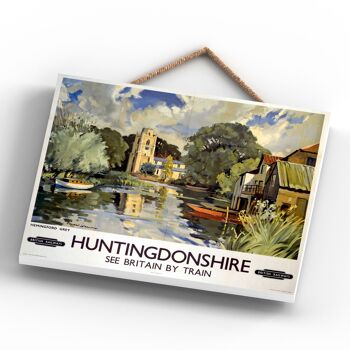 P0096 - Affiche originale des chemins de fer nationaux de Huntingdonshire sur une plaque décor vintage 4