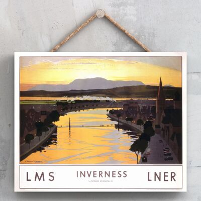 P0097 - Inverness Bridge Original National Railway Poster auf einer Plakette im Vintage-Dekor