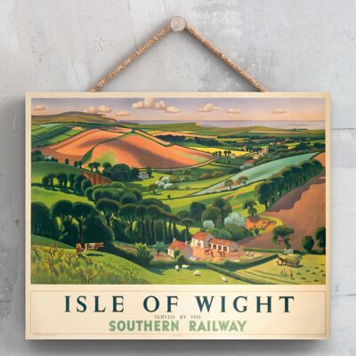 P0104 - Cartel original del ferrocarril nacional de las vacas de la isla de Wight en una placa de decoración vintage