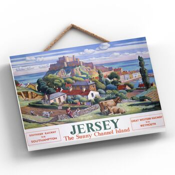 P0105 - Jersey Sunny Channel Affiche originale des chemins de fer nationaux sur une plaque décor vintage 2