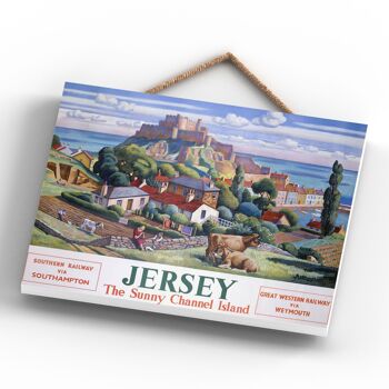 P0105 - Jersey Sunny Channel Affiche originale des chemins de fer nationaux sur une plaque décor vintage 4
