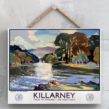 P0106 - Killarney Meeting Of Waters Affiche originale des chemins de fer nationaux sur une plaque décor vintage 1