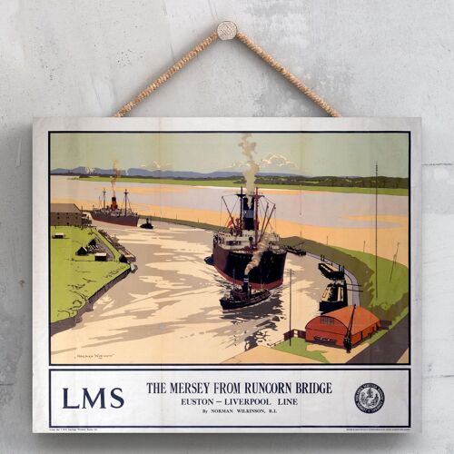 P0112 - Liverpool The Mersey From Runcorn Bridge Original National Railway Poster On A Plaque Vintage Decor
