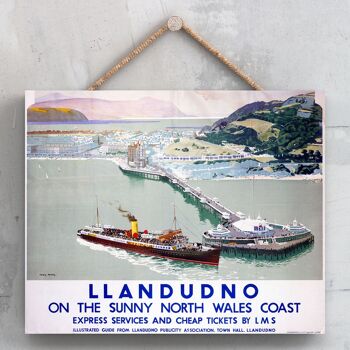 P0113 - Llandudno Sunny North Wales Affiche originale des chemins de fer nationaux sur une plaque Décor vintage 1