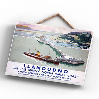 P0113 - Llandudno Sunny North Wales Affiche originale des chemins de fer nationaux sur une plaque Décor vintage 4