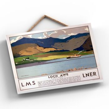 P0114 - Affiche originale du chemin de fer national du Loch Awe sur une plaque décor vintage 2
