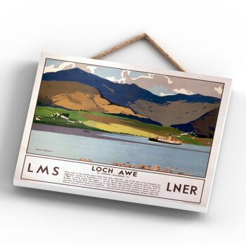 P0114 - Affiche originale du chemin de fer national du Loch Awe sur une plaque décor vintage 4