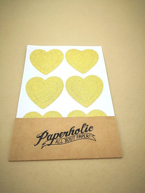 Glitter Sticker Cut Out Heart Gold