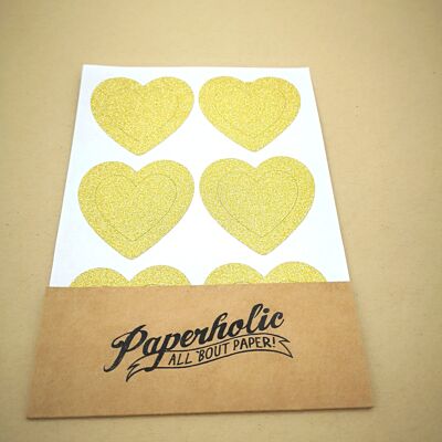 Glitter Sticker Cut Out Heart Gold