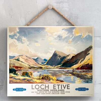 P0115 - Affiche originale du chemin de fer national du Loch Etive Western Highlands sur une plaque décor vintage
