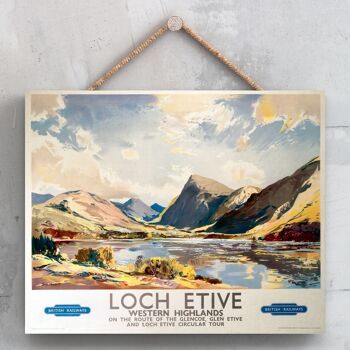 P0115 - Affiche originale du chemin de fer national du Loch Etive Western Highlands sur une plaque décor vintage 1