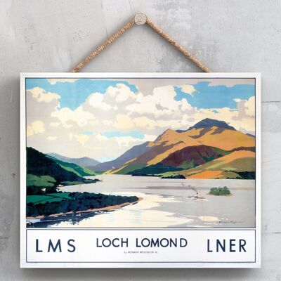 P0116 - Loch Lomond Lner Original National Railway Poster en una placa de decoración vintage