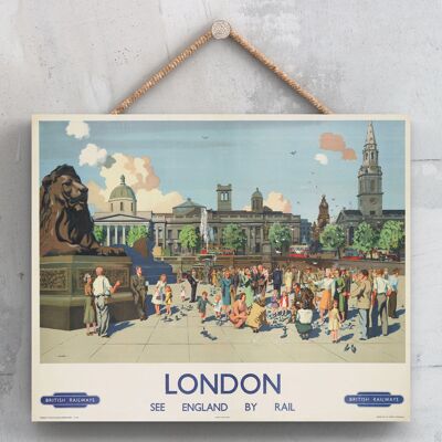 P0117 - Afiche del Ferrocarril Nacional Original del León de Londres en una placa de decoración vintage