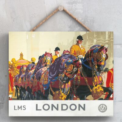 P0118 - London Lms State Occasions Original National Railway Poster su una placca Decor vintage
