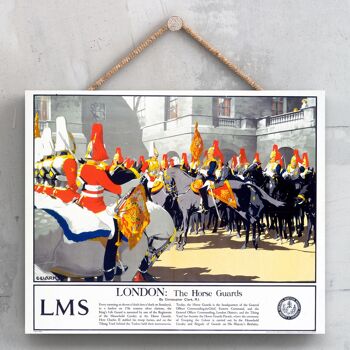 P0119 - London Lms The Horse Guards Affiche originale des chemins de fer nationaux sur une plaque décor vintage 1