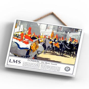 P0119 - London Lms The Horse Guards Affiche originale des chemins de fer nationaux sur une plaque décor vintage 4