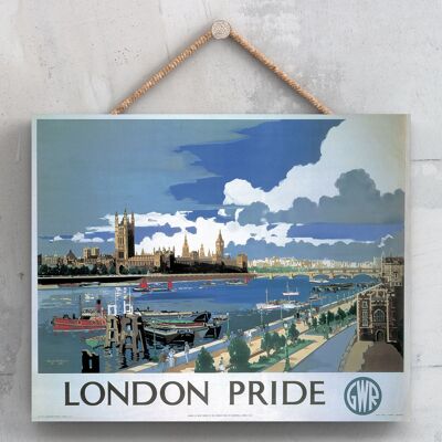 P0120 - Afiche del Ferrocarril Nacional Original del Orgullo de Londres en una Placa con Decoración Vintage