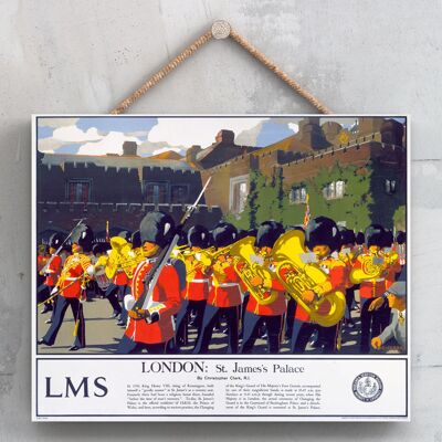P0121 - London St James Palace Poster originale della National Railway su una targa con decorazioni vintage