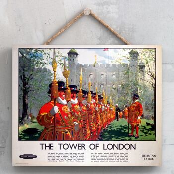 P0122 - London Tower Of London Affiche originale des chemins de fer nationaux sur une plaque décor vintage 1