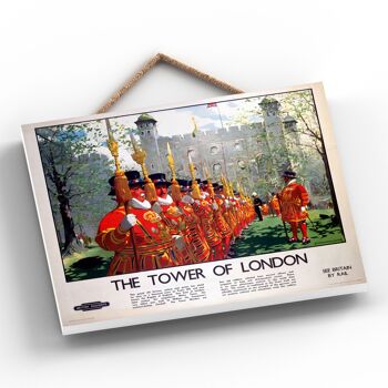 P0122 - London Tower Of London Affiche originale des chemins de fer nationaux sur une plaque décor vintage 2