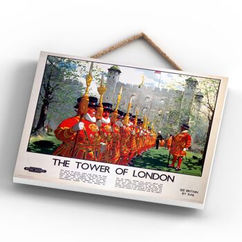 P0122 - London Tower Of London Affiche originale des chemins de fer nationaux sur une plaque décor vintage 4