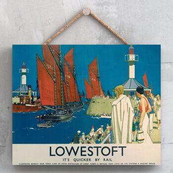 P0128 - Lowestoft Boats Affiche originale des chemins de fer nationaux sur une plaque décor vintage 1