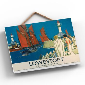 P0128 - Lowestoft Boats Affiche originale des chemins de fer nationaux sur une plaque décor vintage 2