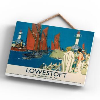 P0128 - Lowestoft Boats Affiche originale des chemins de fer nationaux sur une plaque décor vintage 4