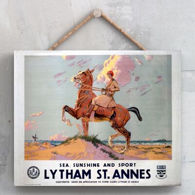 P0129 - Lytham St Annes Original National Railway Poster auf einer Plakette im Vintage-Dekor