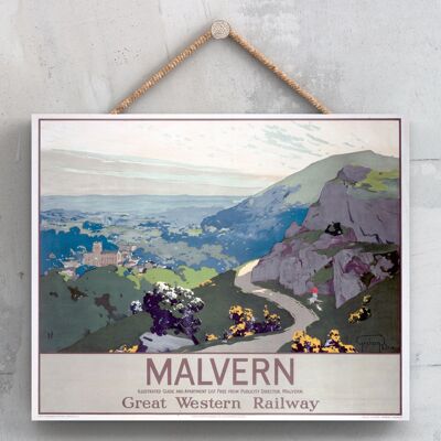 P0130 - Poster originale della National Railway di Malvern su una targa con decorazioni vintage