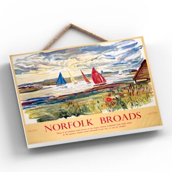 P0136 - Norfolk Broads Raymond Piper Affiche originale des chemins de fer nationaux sur une plaque décor vintage 2