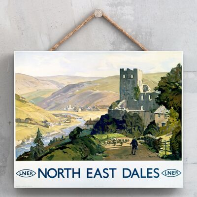 P0139 - North East Dales Poster originale della National Railway su una targa con decorazioni vintage