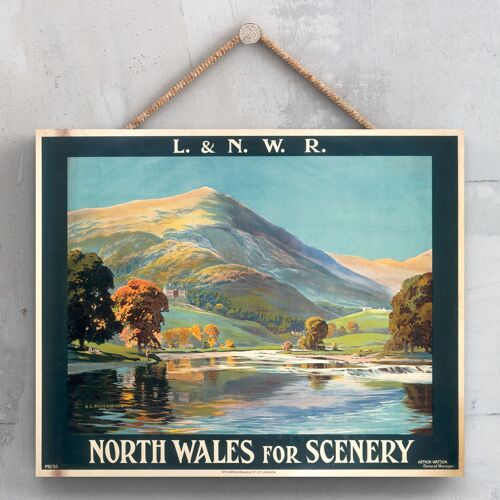 P0141 - North Wales For Scenery Original National Railway Poster On A Plaque Vintage Decor