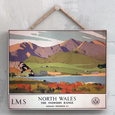P0143 - Affiche originale des chemins de fer nationaux du nord du Pays de Galles Snowdon sur une plaque décor vintage