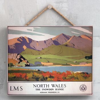 P0143 - Affiche originale des chemins de fer nationaux du nord du Pays de Galles Snowdon sur une plaque décor vintage 1