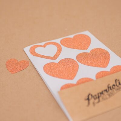 Glitter Sticker Cut Out Heart Copper