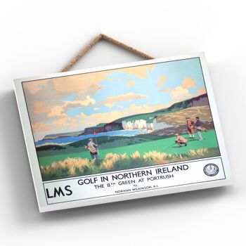 P0144 - Affiche originale des chemins de fer nationaux de golf d'Irlande du Nord sur une plaque décor vintage 2