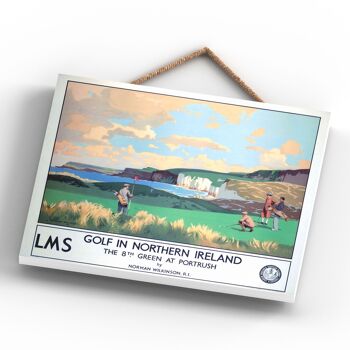 P0144 - Affiche originale des chemins de fer nationaux de golf d'Irlande du Nord sur une plaque décor vintage 4