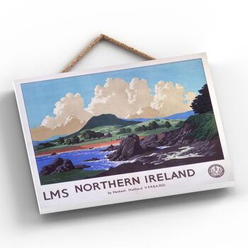 P0145 - Affiche originale des chemins de fer nationaux de la rivière d'Irlande du Nord sur une plaque décor vintage 2