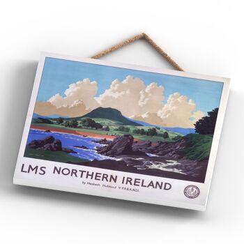 P0145 - Affiche originale des chemins de fer nationaux de la rivière d'Irlande du Nord sur une plaque décor vintage 4