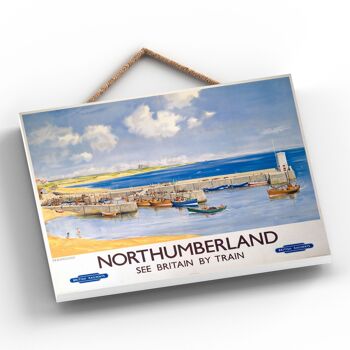 P0148 - Affiche originale du chemin de fer national du port de Northumberland sur une plaque décor vintage 2