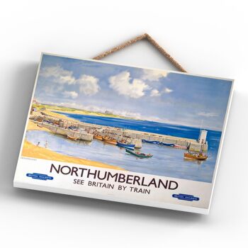 P0148 - Affiche originale du chemin de fer national du port de Northumberland sur une plaque décor vintage 4