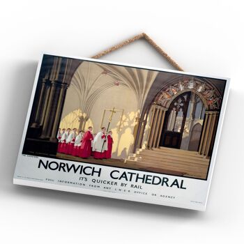 P0150 - Cloîtres de la cathédrale de Norwich Affiche originale des chemins de fer nationaux sur une plaque décor vintage 4