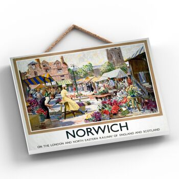 P0151 - Norwich Market Affiche Originale National Railway Sur Une Plaque Décor Vintage 2