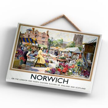 P0151 - Norwich Market Affiche Originale National Railway Sur Une Plaque Décor Vintage 4